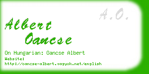 albert oancse business card